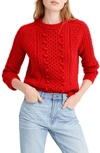 Jcrew Popcorn Cable Knit Sweater In Fire Red