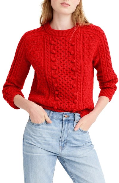 Jcrew Popcorn Cable Knit Sweater In Fire Red