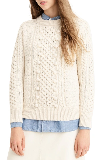 Jcrew Popcorn Cable Knit Sweater In Natural