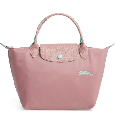 Longchamp Le Pliage Club Small Nylon Travel Bag In Antique Pink/silver