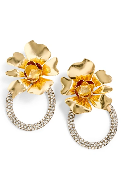 Jcrew Flower & Crystal Door Knocker Earrings