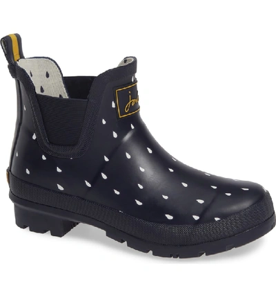 Joules Wellibob Short Rain Boot In Navy Raindrop