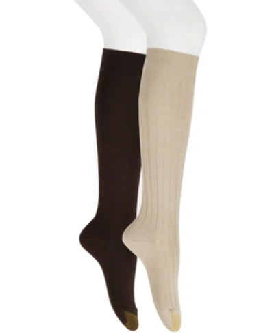 Gold Toe Women's 2-pk. Ultra Soft Knee High Socks In Khaki/brown