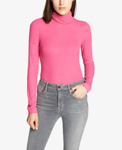 Sanctuary Essential Turtleneck Top In Dark Pink