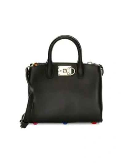 Ferragamo Mini Studio Leather Top Handle Bag In Black
