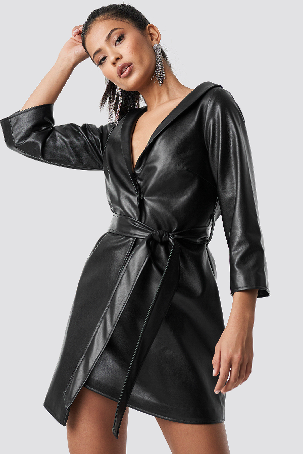 black leather blazer dress