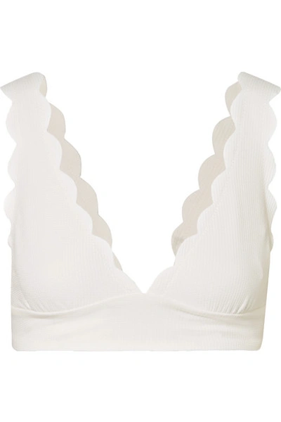 Marysia Santa Clara Scalloped Stretch-crepe Bikini Top In White