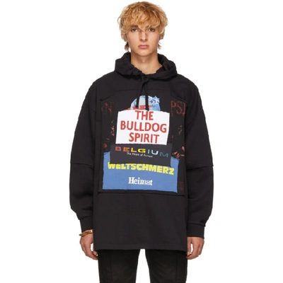 Vetements Black 'the Bulldog Spirit' Patchwork Hoodie