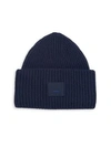 Acne Studios Pansy L Ribbed Wool Beanie In Navy