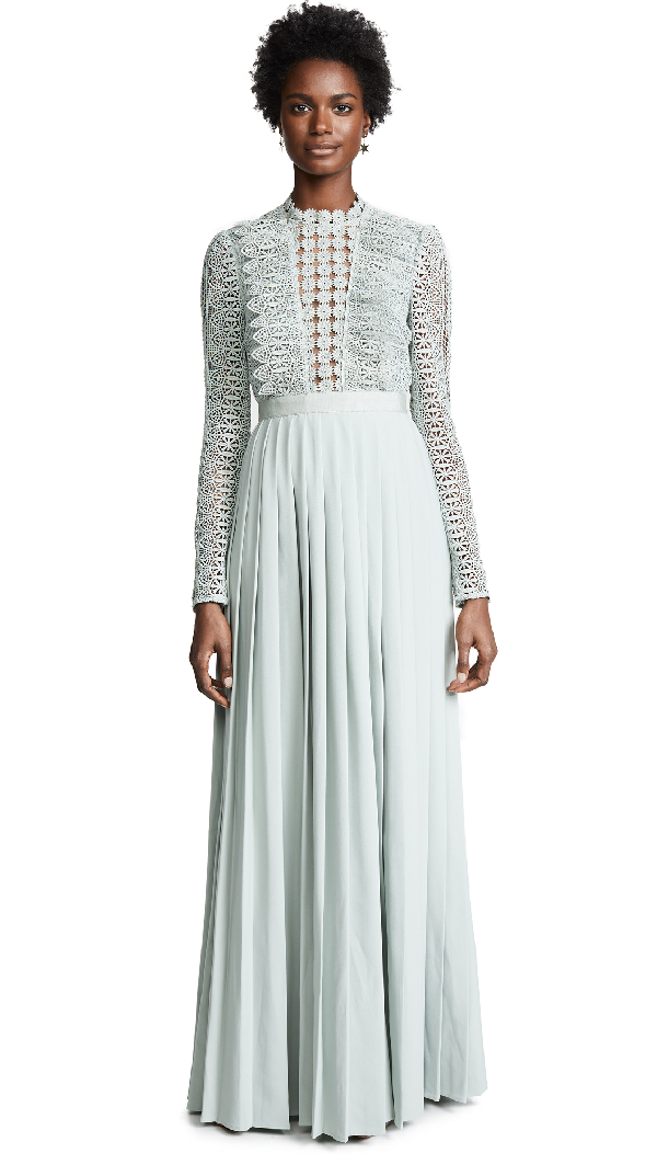 Self-portrait Spiral Lace Maxi Dress In Grey Blue | ModeSens