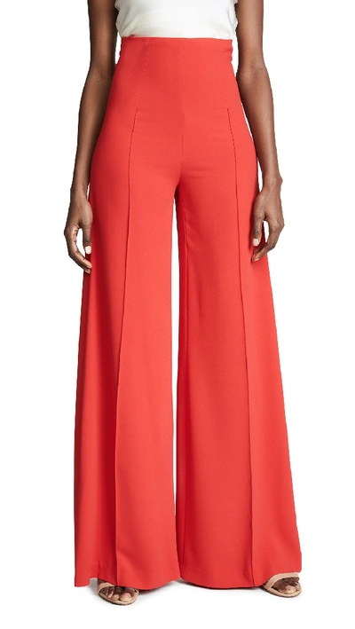 Costarellos High Waist Wide Leg Trousers In Red