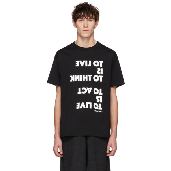 Fumito Ganryu Ssense Exclusive Black To Live Is To Think T-shirt | ModeSens