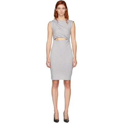 Alexander Wang T Alexanderwang.t Grey Shoulder Twist Dress In 030 Hthrgre