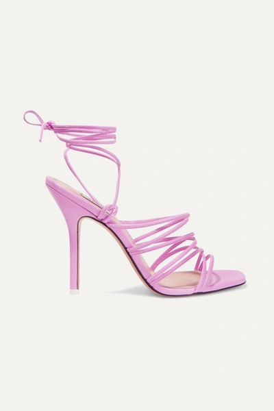 Attico 100mm Sasha Leather Lace-up Sandals In Baby Pink