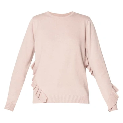 Paisie Knitted Top With Asymmetric Frill Details In Blush