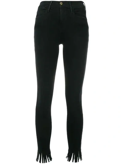 Frame Le High Skinny Fringe Trousers In Black