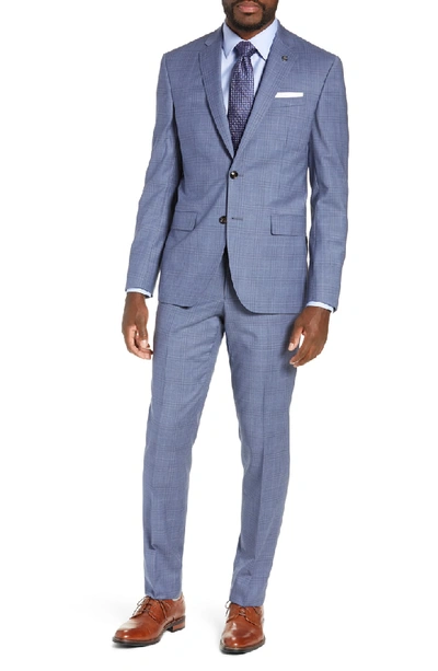 Ted Baker Jay Trim Fit Plaid Wool Suit In Blue