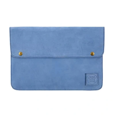Mahi Leather Suede Oslo Macbook Case In Vintage Blue