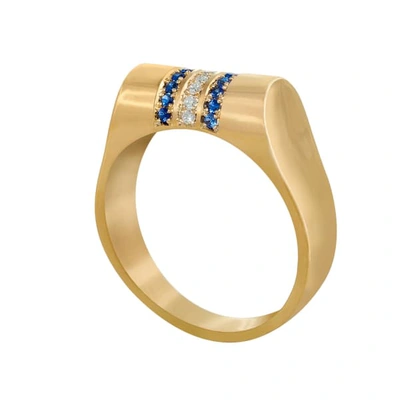 Edge Only 14ct Gold Sapphire And Diamond High Top Ring