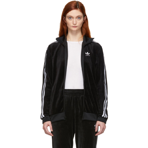 black velour adidas jacket