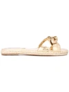 Tabitha Simmons Heli Bow-embellished Metallic Leather Espadrille Slides In Gold
