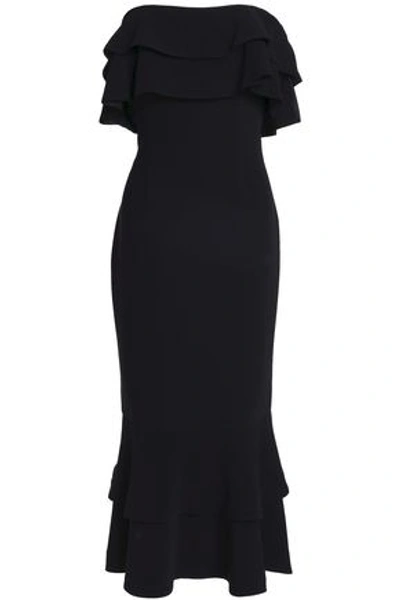 Cinq À Sept Woman Strapless Fluted Crepe Midi Dress Black