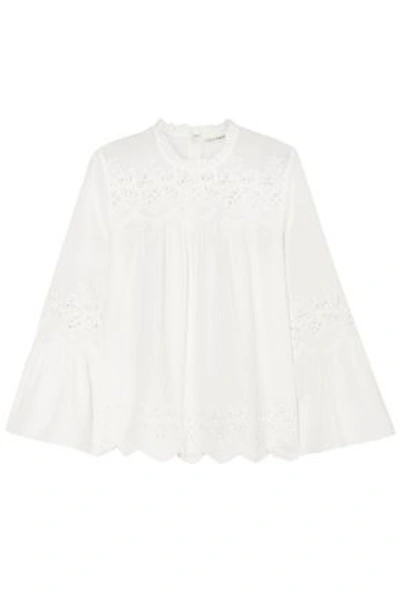 Ulla Johnson Woman Embroidered Cotton And Linen-blend Top Off-white