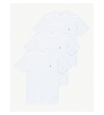 Allsaints Brace Tonic Pack Of Three Cotton-jersey T-shirts In White White Wh