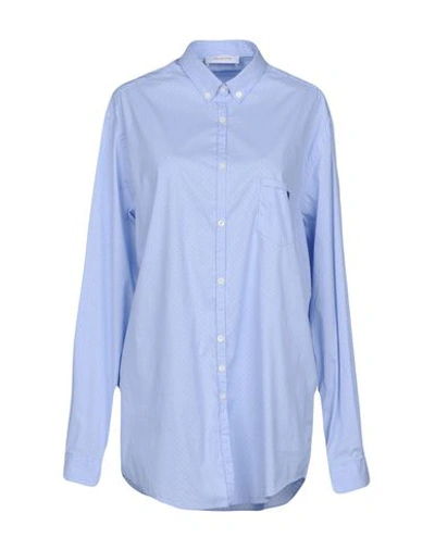 Aglini Solid Color Shirts & Blouses In Sky Blue