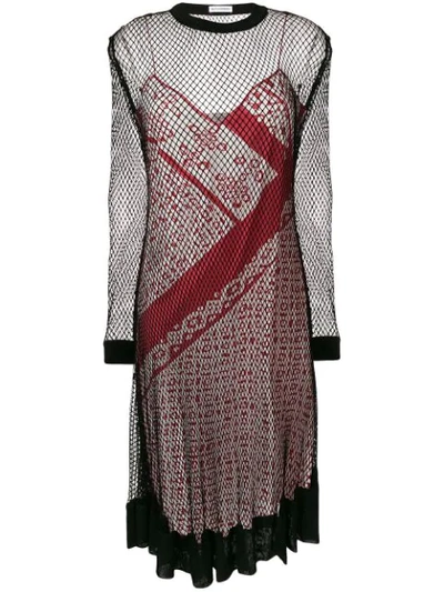 Altuzarra Engineered Animal Stripe Print Cami Dress With Mesh Overlayer In Red