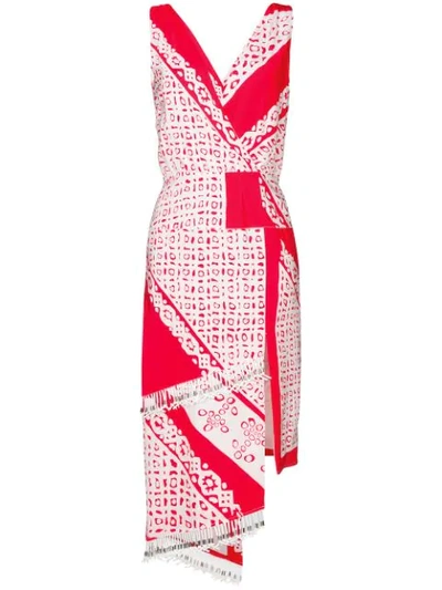 Altuzarra Pavilion Embellished Wrap-effect Printed Silk Midi Dress In Red