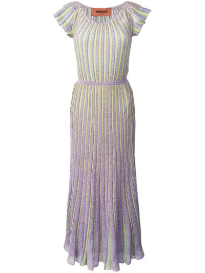 Missoni Striped Lamé Maxi Dress In Purple