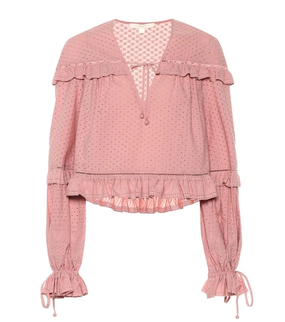 Jonathan Simkhai Broderie Anglaise Cotton Blouse In Pink