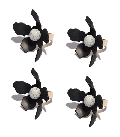 Lele Sadoughi Stone Lily Napkin Ring- Jet In Black