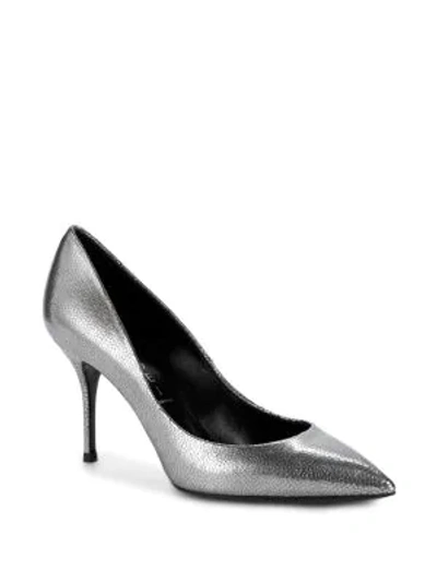 Casadei Mystica Metallic-leather Pumps In Zinc