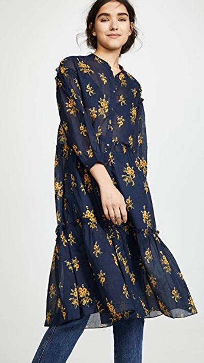 M.i.h. Jeans Lyra Floral Cotton Midi Dress In Spriggy Floral Dark