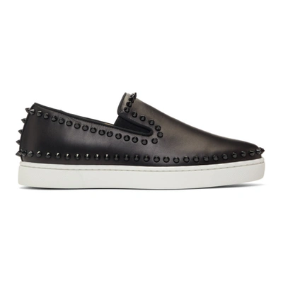 Christian Louboutin Boat Stud-embellished Leather Slip-on Trainers In Cm53 Blkblk