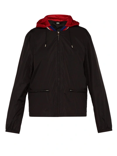 Gucci Detachable-hood Windbreaker Jacket In Black