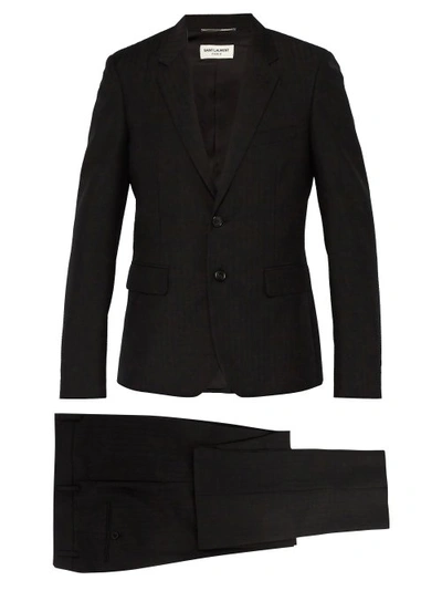 Saint Laurent Slim-fit Striped Wool And Mohair-blend Suit In Black