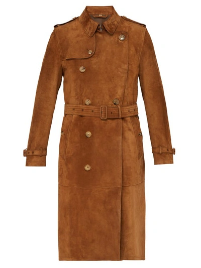 Burberry The Kensington Suede Trench Coat In Brown | ModeSens