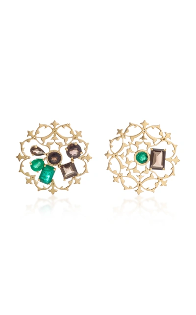 Donna Hourani Women's Tranquility Mismatched 18k Gold; Quartz And Emerald Earrings