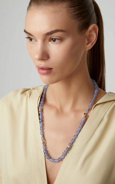 Mimi So 18k Gold, Chalcedony And Diamond Necklace In Blue