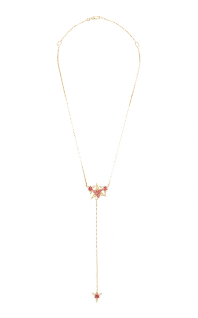 Carol Kauffmann Galactic Star 18k Gold Pink Tourmaline And Diamond Necklace