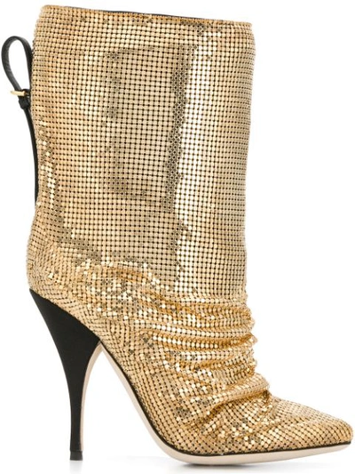 Marco De Vincenzo Chainmail Pointed Booties In Metallic