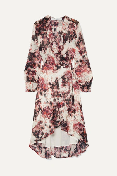 Iro Ruffle-trimmed Floral-print Georgette Wrap Dress In Ecru