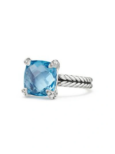 David Yurman Chatelaine® Ring With Gemstone And Diamonds In Blue Topaz