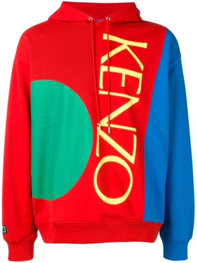 Kenzo Logo-print Cotton-jersey Hoody In Red