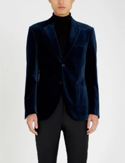 TIGER OF SWEDEN NOTCH-LAPEL SLIM-FIT VELVET BLAZER 