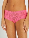 Hanky Panky Signature Stretch-lace Boyshort Briefs In 61r+flamboyant+pink