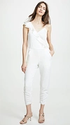 Parker Addison Sleeveless Ruffle Cropped Straight-leg Jumpsuit In Pearl